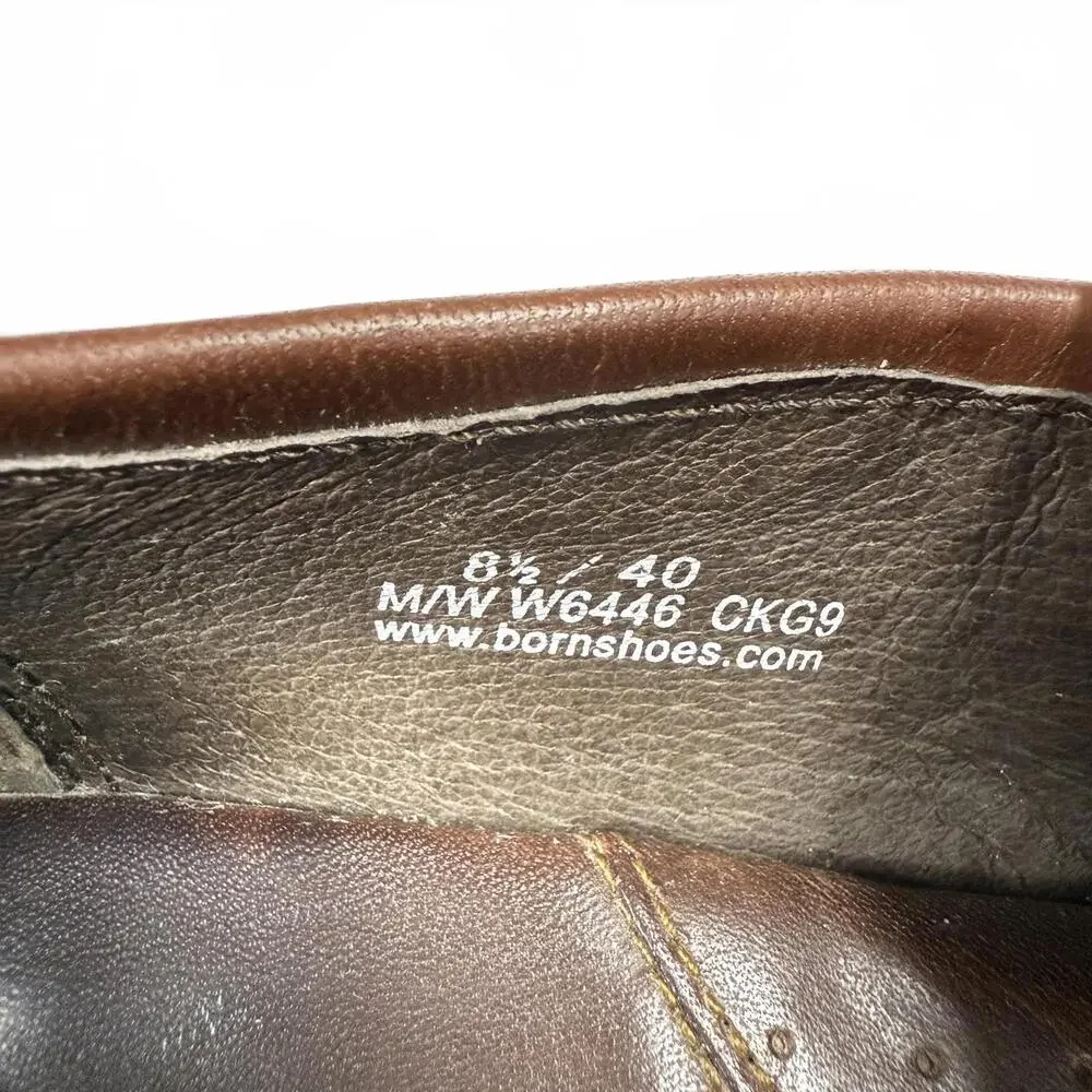 Born Women's Brown Leather Loafers with Block‎ Heel size 8.5